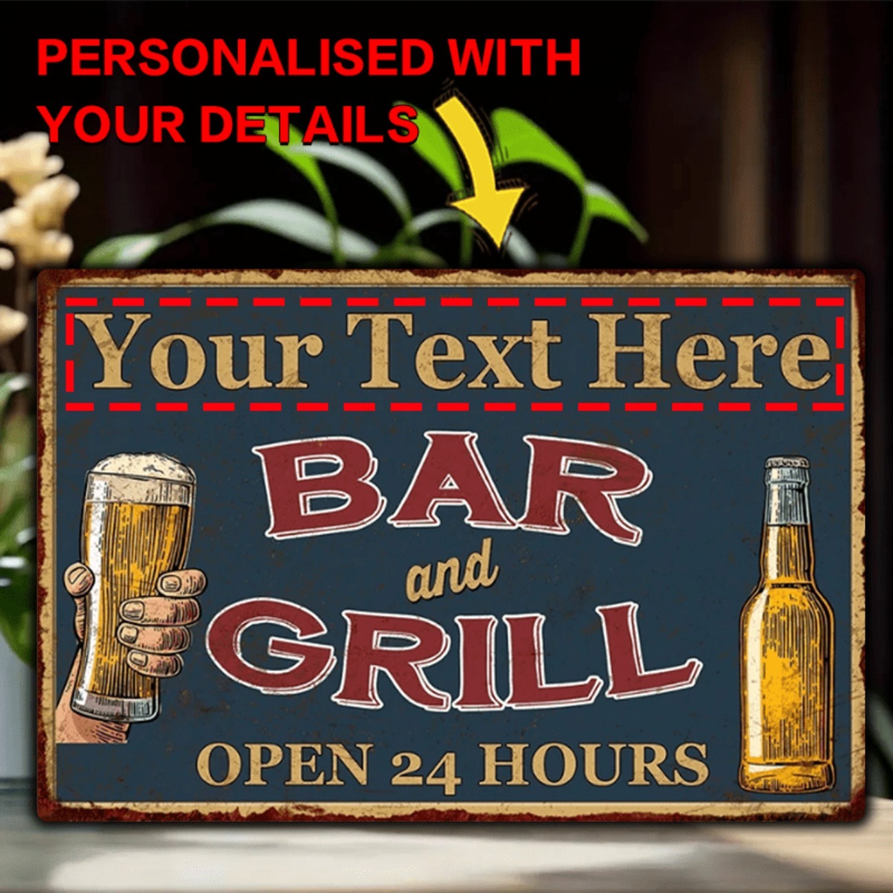 Home Bar Signs - Letrero Metálico de Aluminio Personalizable para