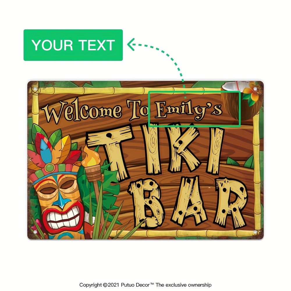 Home Bar Cafe - Letrero Decorativo Personalizado para Bar Tiki,