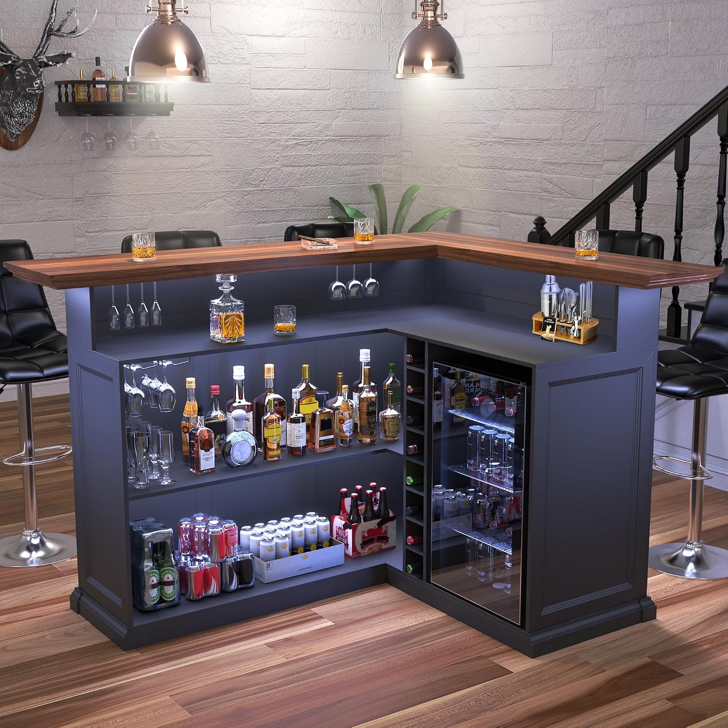 Mueble Bar en Forma de L con E - Home Bar And Cabinet reseña y precio