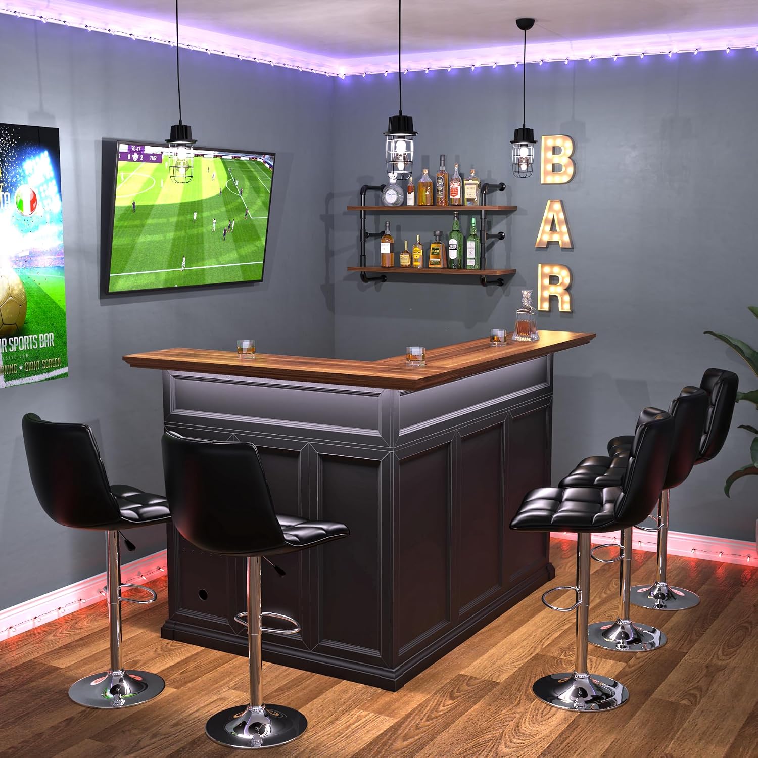 Mueble Bar en Forma de L con E - Home Bar And Cabinet reseña y precio
