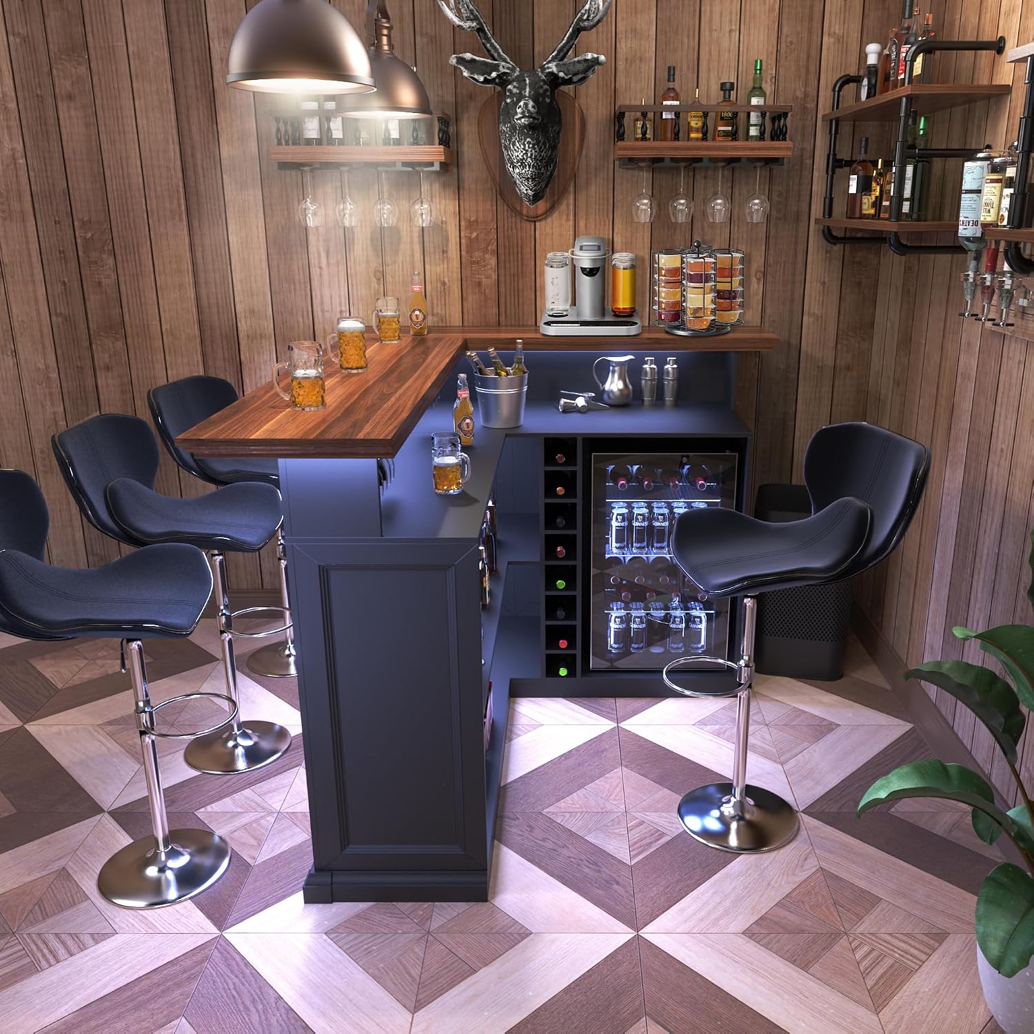 Mueble Bar en Forma de L con E - Home Bar And Cabinet reseña y precio